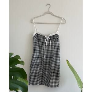 Lioness Bardot Black Gingham Mini Dress